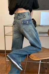 Pantalones vaqueros largos de cintura alta estilo retro